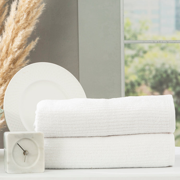 Cobblestone 650 GSM Ribbed Towel Set White