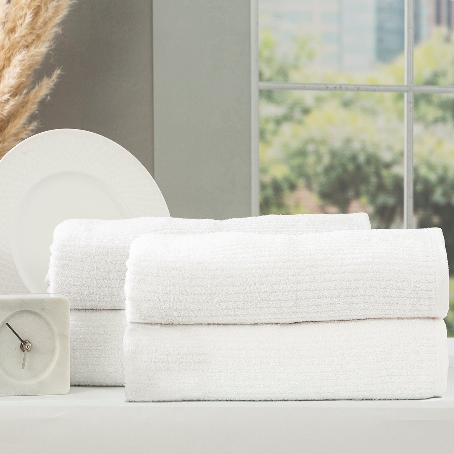 Cobblestone 650 GSM Ribbed Towel Set White