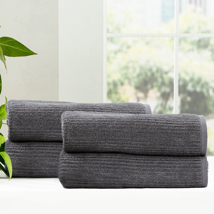 Cobblestone 650 GSM Ribbed Towel Set Platinum