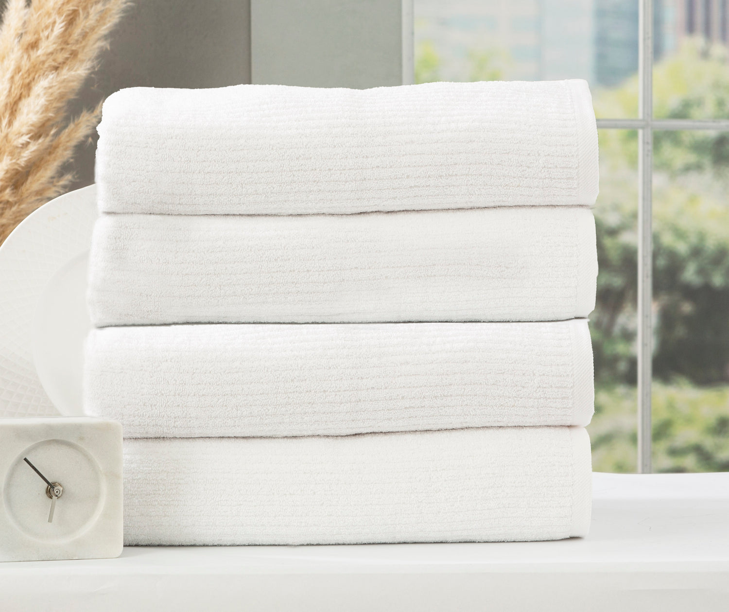 Cobblestone 650 GSM Ribbed Towel Set White