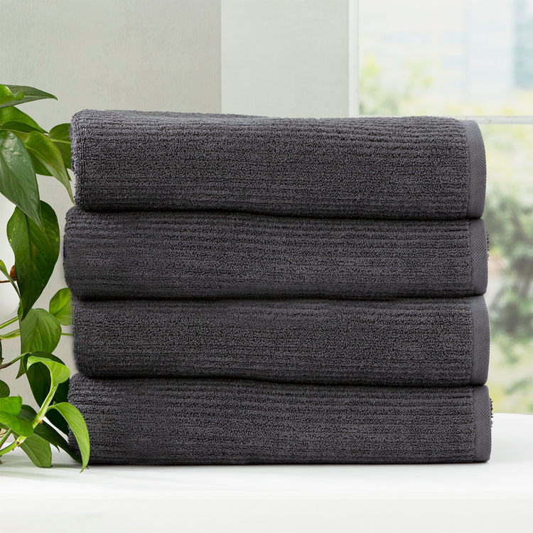 Cobblestone 650 GSM Ribbed Towel Set Platinum