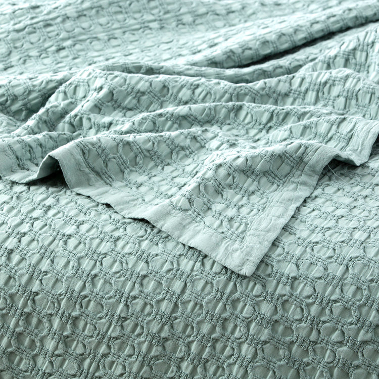 Lexico Cotton Waffle Blankets Sage