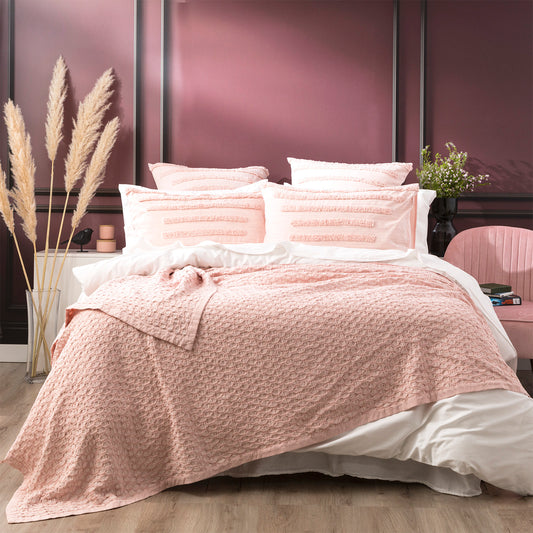 Lexico Cotton Waffle Blankets Rose