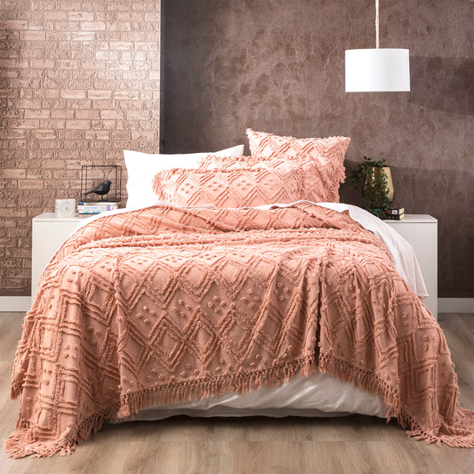 Medallion Vintage Tuffted Bed Cover Blush