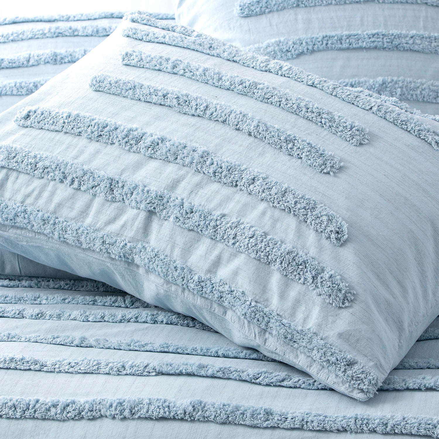 Classic Vintage Tufted Quilt Cover Set Blue