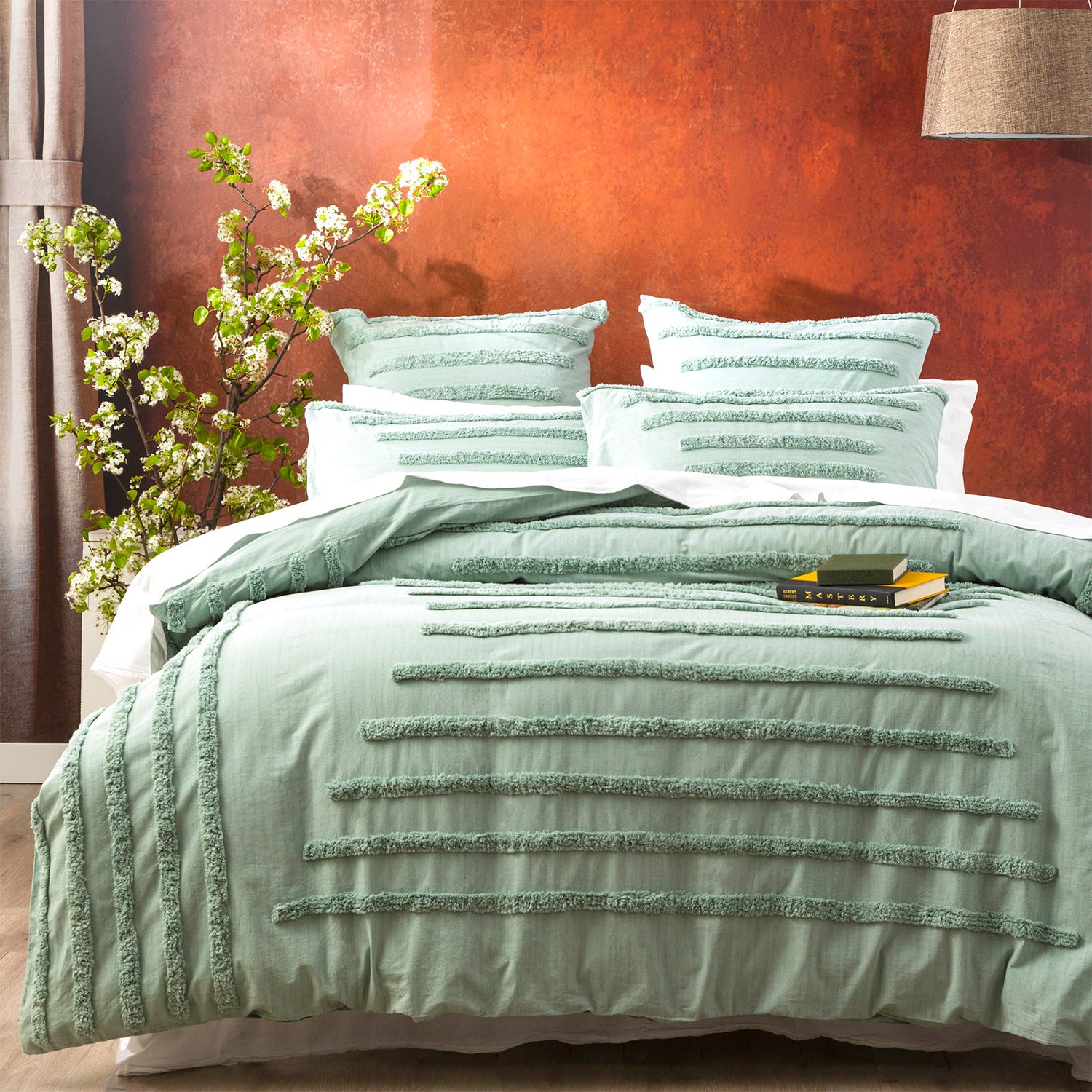 Classic Vintage Tufted Quilt Cover Set Sage