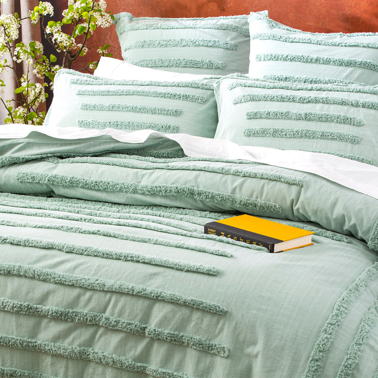 Classic Vintage Tufted Quilt Cover Set Sage