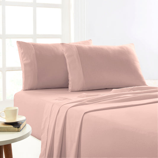 175 GSM Egyptian Cotton Flannelette Sheets Rose