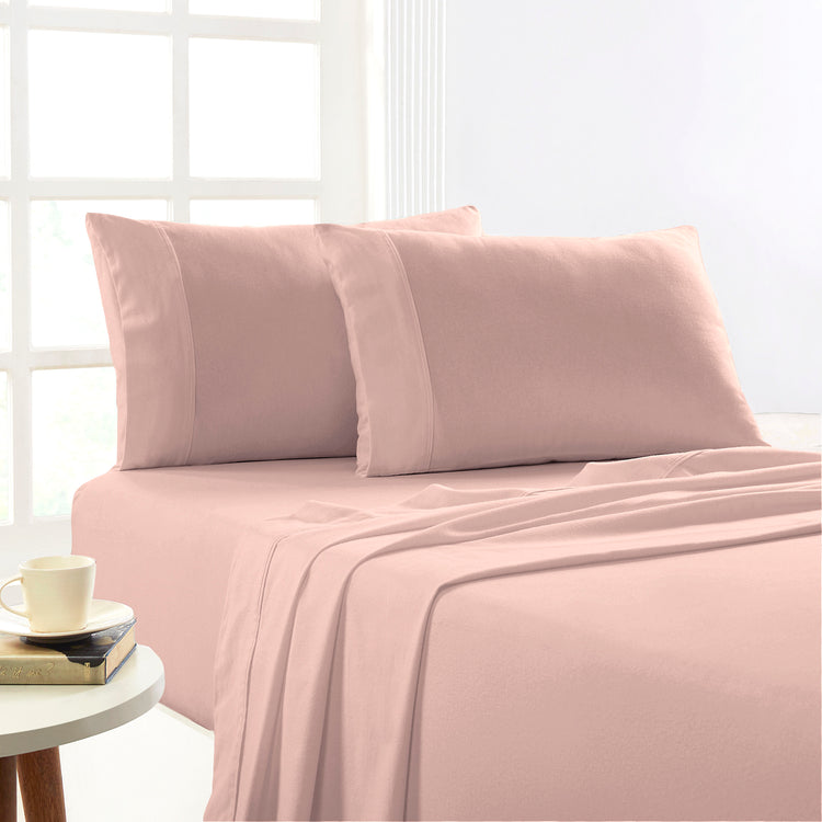 175 GSM Egyptian Cotton Flannelette Sheets Rose