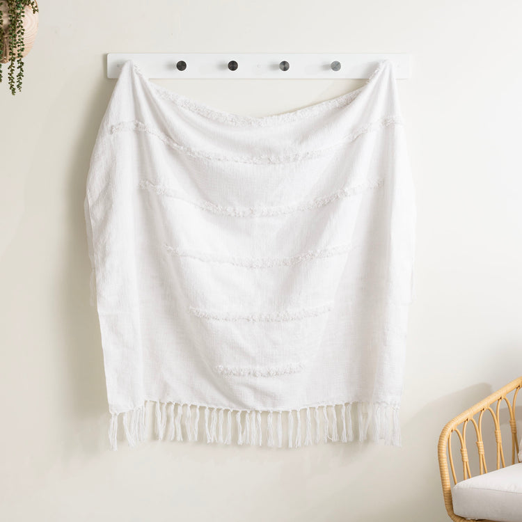 Renee Taylor Cambridge Cotton Slub Tufted Throw 130 x 170 Cms Iceburg