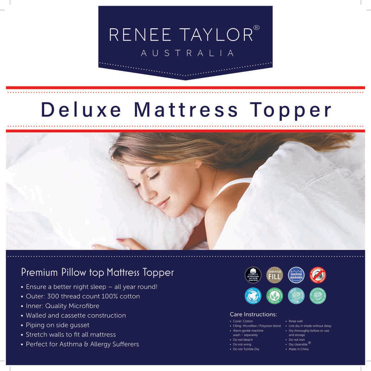 Renee Taylor Deluxe 1000 GSM High Loft Fully Fitted Mattress Topper