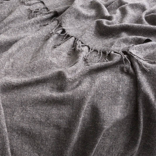 Cloud Linen Lygon Wool Acrylic Throw 127 x 152 Cms Grey