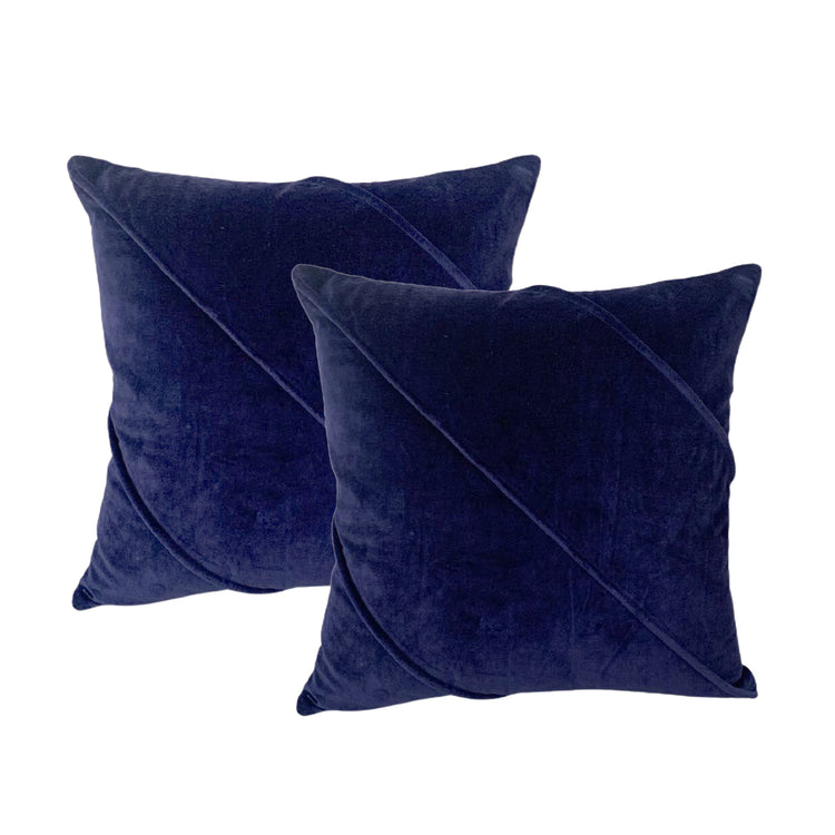 Cotton Velvet Twin Pack Cushions 50 x 50 Cms Trova Ink