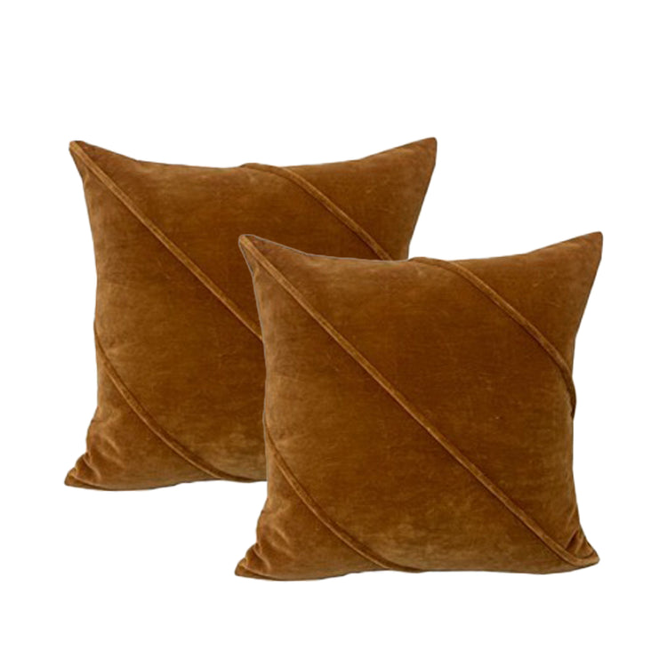 Cotton Velvet Twin Pack Cushions 50 x 50 Cms Trova Wood