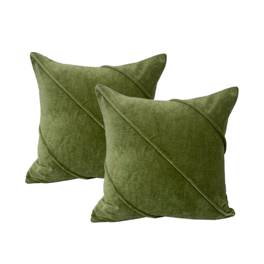 Cotton Velvet Twin Pack Cushions 50 x 50 Cms Trova Sage