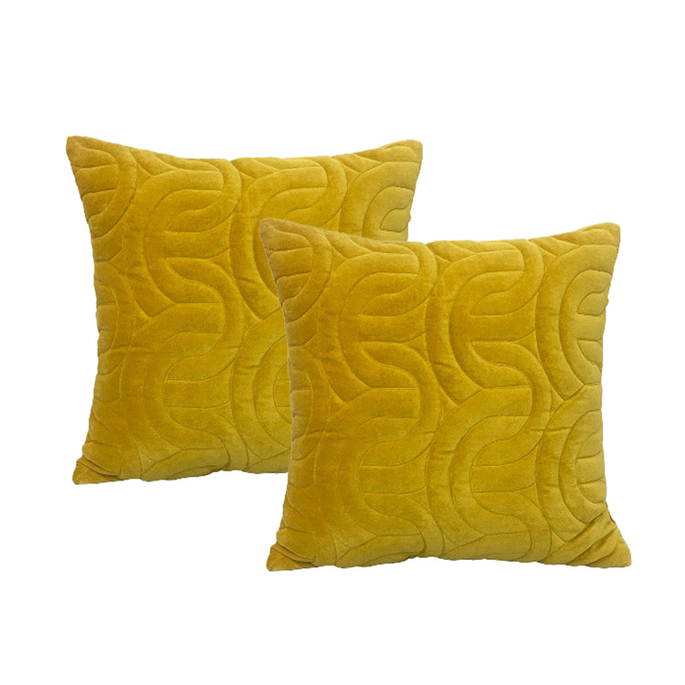 Cotton Velvet Embroidered Twin Pack Cushions 50 x 50 Cms Roma Gold