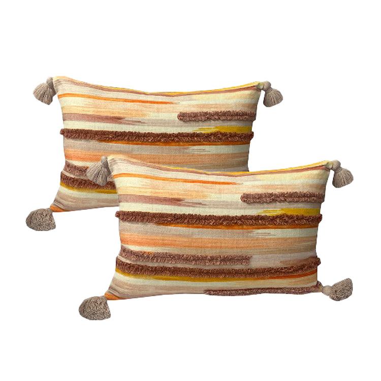 Cotton Embroidered Twin Pack Cushions 40 x 60 Cms Porte Multi