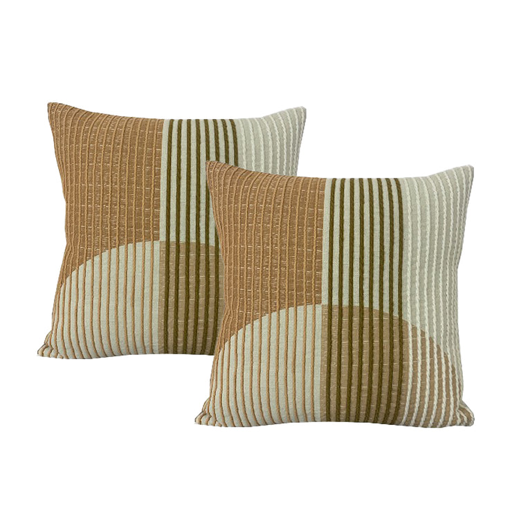 Cotton Embroidered Twin Pack Cushions 50 x 50 Cms Morris Rust