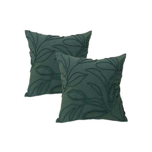 Cotton Embroidered Twin Pack Cushions 50 x 50 Cms Riviera Teal
