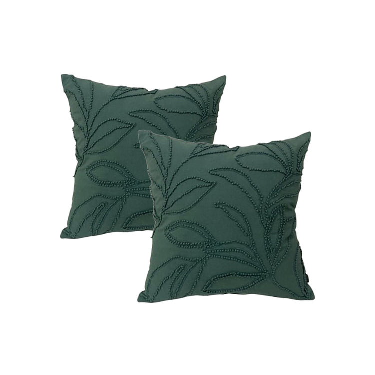 Cotton Embroidered Twin Pack Cushions 50 x 50 Cms Riviera Teal