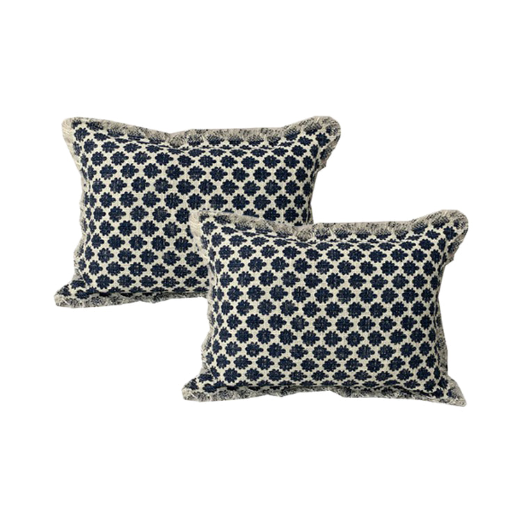 Cotton Embroidered Twin Pack Cushions 33 x 55 Cms Somerset Grey