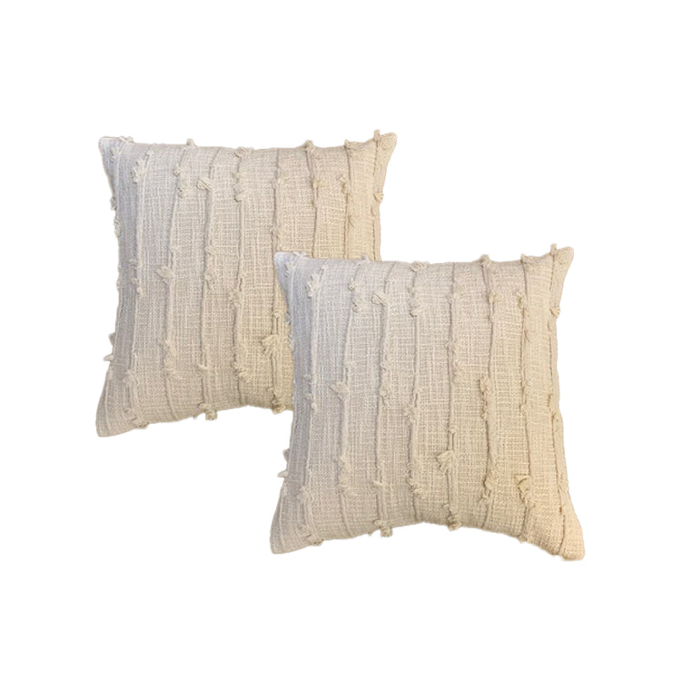 Cotton Embroidered Twin Pack Cushions 45 x 45 Cms Henna Natural