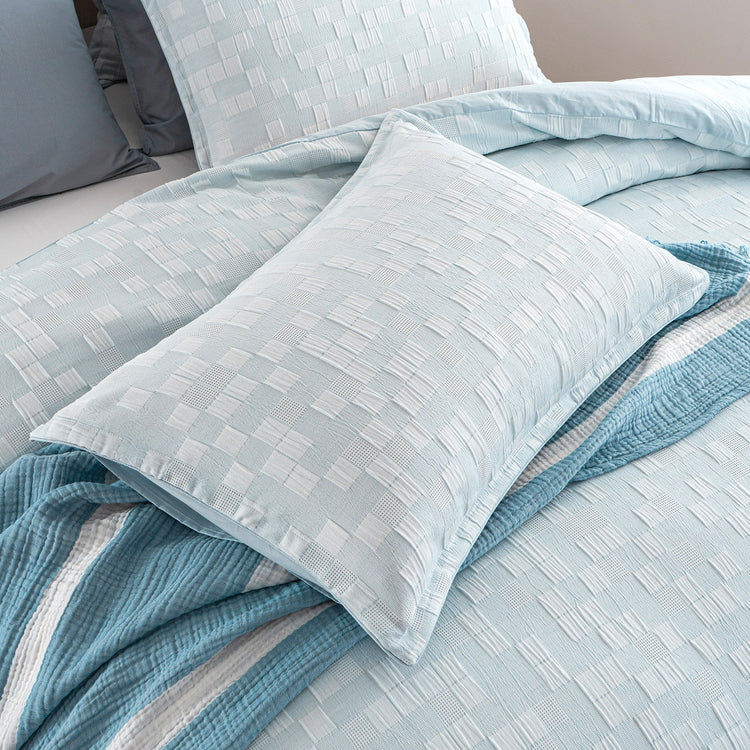 Jervis Checks Jacquard Quilt Cover Set French Blue