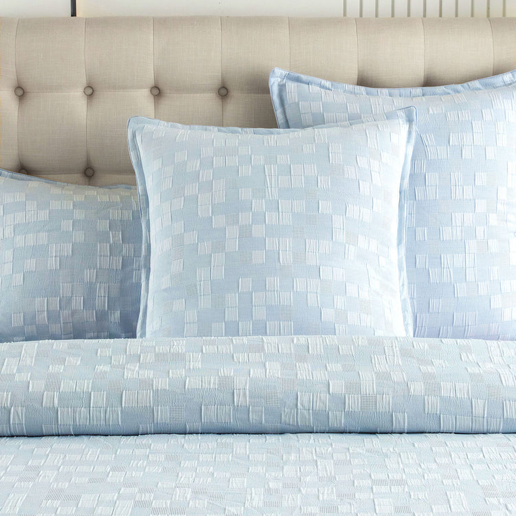 Jervis Checks Jacquard Quilt Cover Set French Blue