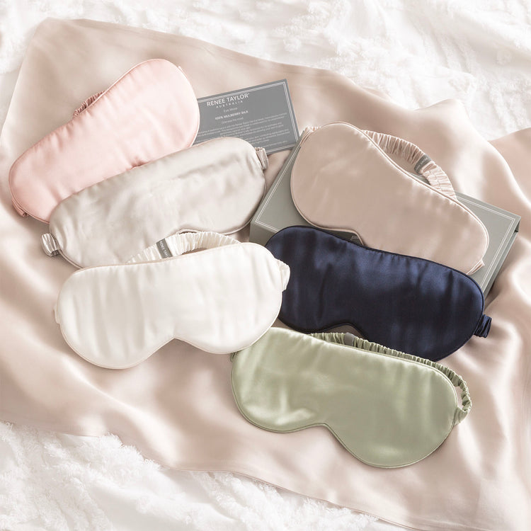 Renee Taylor 100% Mulberry Silk Eye Mask Navy
