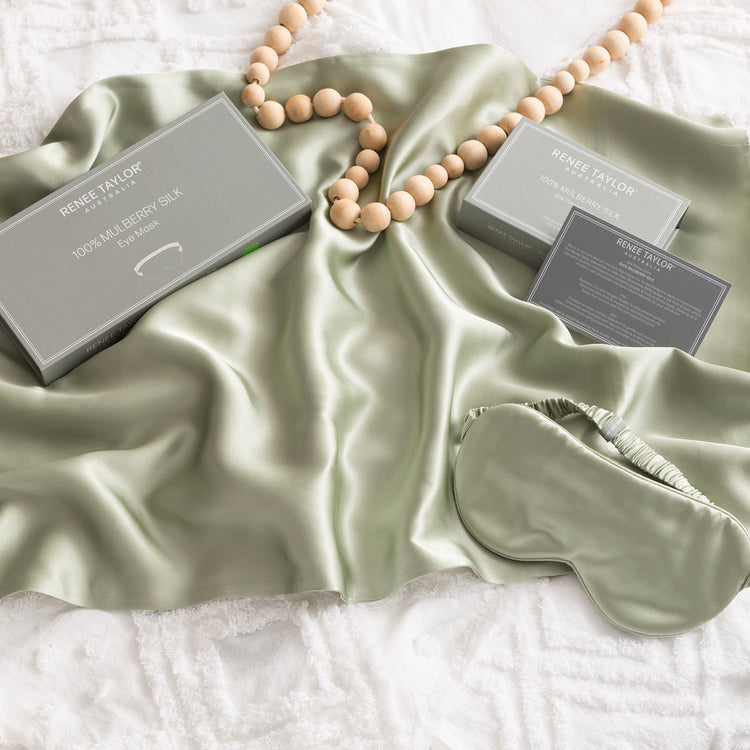 Renee Taylor 100% Mulberry Silk Eye Mask Sage