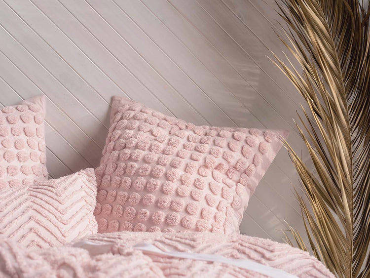 Cotton Chenille Tufted Quilt cover set Pink